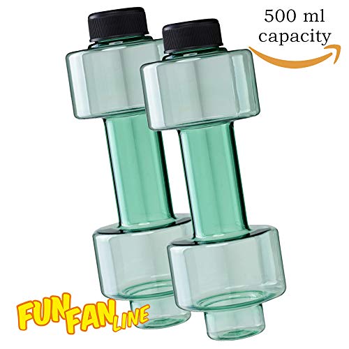 FUN FAN LINE - Pack x2 Botella mancuerna de Medio Kilo Cada una para Entrenamiento en casa. Botellas Que se llenan de Agua para Trabajar musculación sirviendo como Pesas. Capacidad 500 ml Cada una.