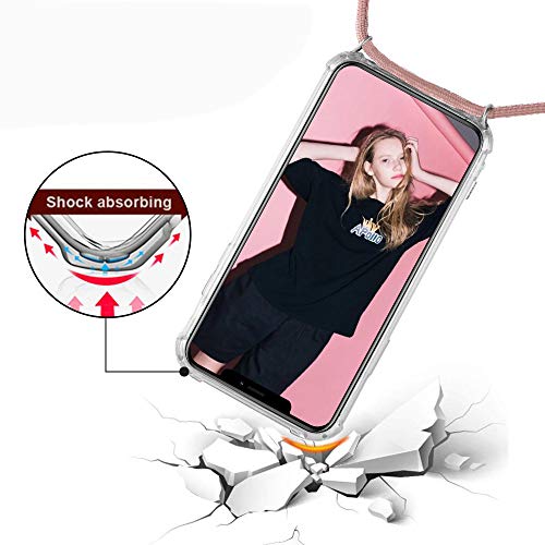 Funda con Cuerda Compatible con Xiaomi Poco X3 NFC, Transparente Silicona Carcasa, Rosyheart Suave TPU Gel Case con Colgante Ajustable Correa Collar Anti Golpes Protector Case-Oro Rosa Funda con Cuerda Compatible con Xiaomi Poco X3 NFC, Transparente Silicona Carcasa, Rosyheart Suave TPU Gel Case con Colgante Ajustable Correa Collar Anti Golpes Protector Case-Oro Rosa