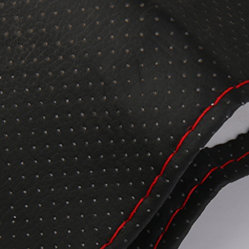 Funda Cubierta de Volante Coche Bricolaje Cuero Artificial Agujas Hilo Rojo Negro Funda Cubierta de Volante Coche Bricolaje Cuero Artificial Agujas Hilo Rojo Negro