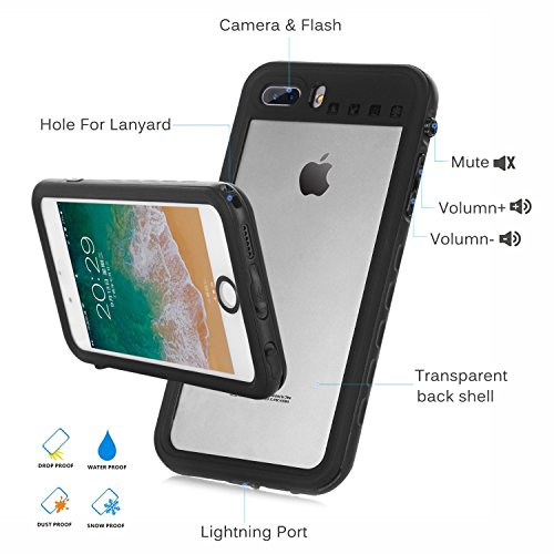 Funda Impermeable iPhone 8 Plus/iPhone 7 Plus, IP68 Waterproof Outdoor Delgado Cover a Prueba de choques Anti-rasguños Full Body con Protector de Pantalla Funda for iPhone 8 Plus / 7 Plus (Black)