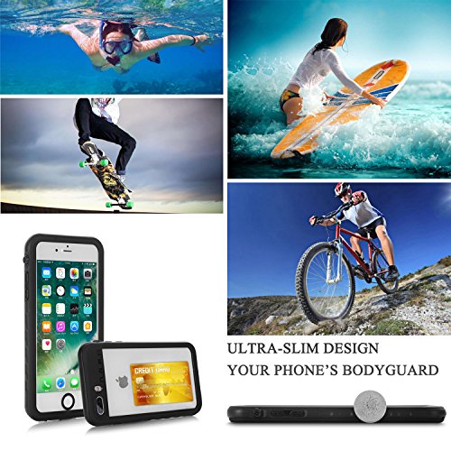 Funda Impermeable iPhone 8 Plus/iPhone 7 Plus, IP68 Waterproof Outdoor Delgado Cover a Prueba de choques Anti-rasguños Full Body con Protector de Pantalla Funda for iPhone 8 Plus / 7 Plus (Black)