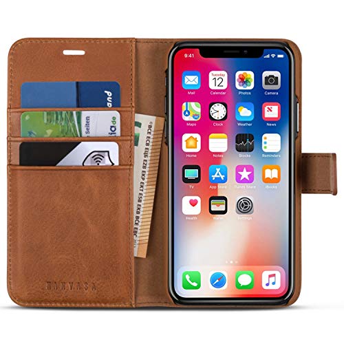 Funda iPhone XS/iPhone X Case Cartera Desmontable Marrón - KANVASA Piel Auténtica Premium 2 en 1 Tipo Libro Cierre Imán para Apple iPhone XS/X/10S/10 Original - Compatible con Carga Inalámbrica Funda iPhone XS/iPhone X Case Cartera Desmontable Marrón - KANVASA Piel Auténtica Premium 2 en 1 Tipo Libro Cierre Imán para Apple iPhone XS/X/10S/10 Original - Compatible con Carga Inalámbrica