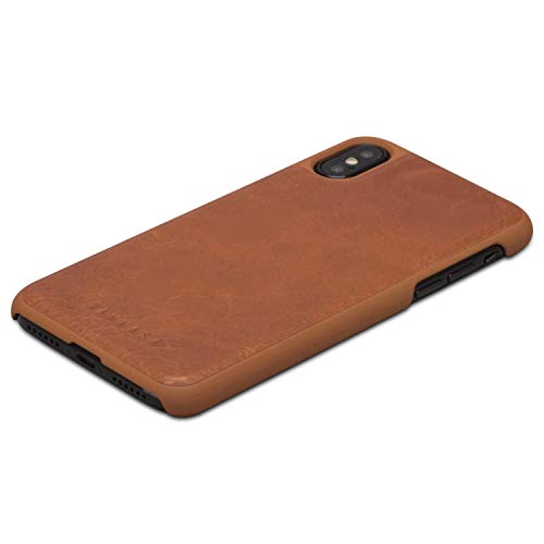 Funda iPhone XS/iPhone X Case Cartera Desmontable Marrón - KANVASA Piel Auténtica Premium 2 en 1 Tipo Libro Cierre Imán para Apple iPhone XS/X/10S/10 Original - Compatible con Carga Inalámbrica