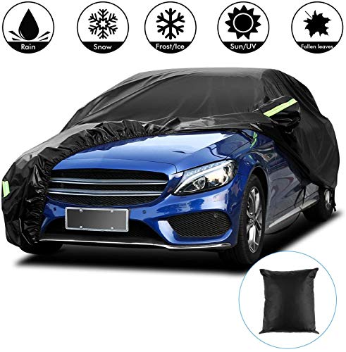  Funda para Coche Exterior Negra 210T Impermeable Lona para Coche  Cubierta Coche Exterior contra Sol Nieve Polvo Viento Tamaño Universal (5.3  * 2 * 1.5m/208 * 78 * 59 in/210T)