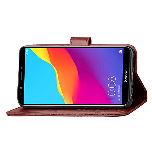 Funda para Huawei Honor 7C [con protector de rasguños],piel sintética, con función atril, con tarjetero, cierre magnético, funda tipo cartera para Huawei Honor 7C/Y7 Prime 2018/Y7 2018/Y7 Pro 2018