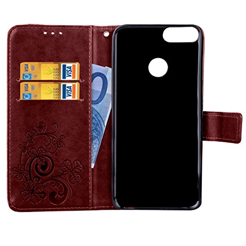 Funda para Huawei Honor 7C [con protector de rasguños],piel sintética, con función atril, con tarjetero, cierre magnético, funda tipo cartera para Huawei Honor 7C/Y7 Prime 2018/Y7 2018/Y7 Pro 2018