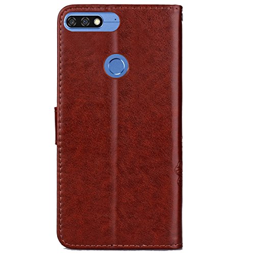 Funda para Huawei Honor 7C [con protector de rasguños],piel sintética, con función atril, con tarjetero, cierre magnético, funda tipo cartera para Huawei Honor 7C/Y7 Prime 2018/Y7 2018/Y7 Pro 2018