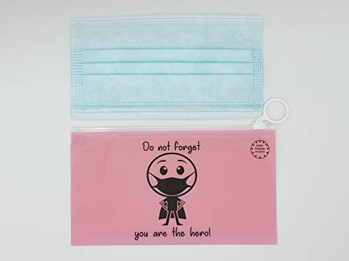 Funda para mascarilla Plegable 4uds 19x10,5cm, Impermeable con Cierre hermético, diseño Personalizado, para Bolso Bolsillo Coche, Set de 4 Colores Azul, Amarilla, Blanca y Rosa (Pack de 4 uds)