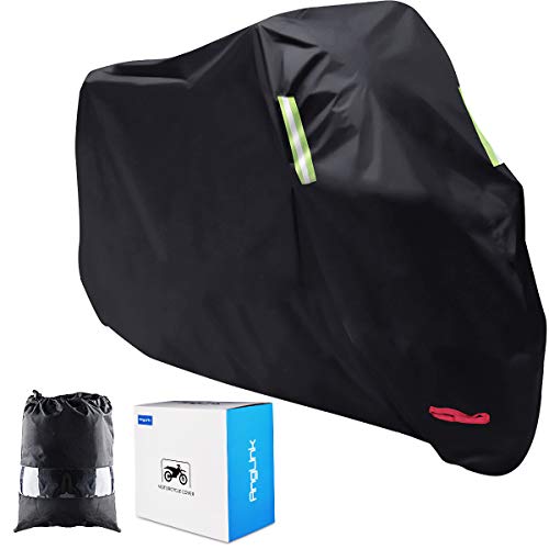 Funda para Moto, AngLink 210D Oxford 265 x 125 x 105 cm Funda Protector Cubierta de Moto Impermeable A Prueba de UV Agujeros de Bloqueo con Cubierta Contra Viento Negro