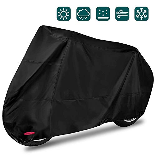 Funda para Moto Cubierta Protectora UV de la Motocicleta,Impermeable y Resistente al Viento Lluvia Nieve,Antipolvo al Aire Libre,XXL 245X105X125cm,Negro Funda para Moto Cubierta Protectora UV de la Motocicleta,Impermeable y Resistente al Viento Lluvia Nieve,Antipolvo al Aire Libre,XXL 245X105X125cm,Negro