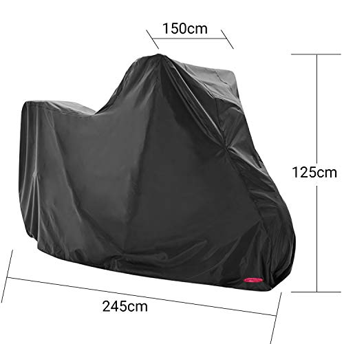 Funda para Moto Cubierta Protectora UV de la Motocicleta,Impermeable y Resistente al Viento Lluvia Nieve,Antipolvo al Aire Libre,XXL 245X105X125cm,Negro Funda para Moto Cubierta Protectora UV de la Motocicleta,Impermeable y Resistente al Viento Lluvia Nieve,Antipolvo al Aire Libre,XXL 245X105X125cm,Negro
