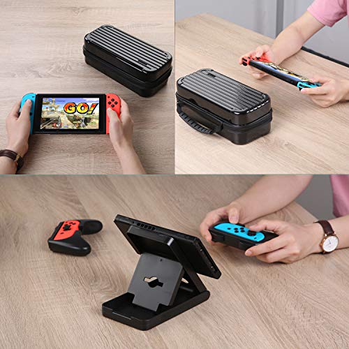 Funda para Nintendo Switch, HEYSTOP 11 en 1 Nintendo Switch Estuche portátil Incluye 2 Joy-Con Grips para Nintendo Switch, PlayStand ajustable, Protector de Pantalla con 6 Tapas de Agarre para Pulgar