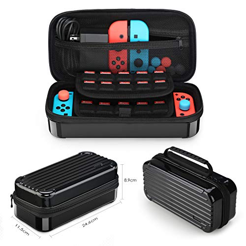 Funda para Nintendo Switch, HEYSTOP 11 en 1 Nintendo Switch Estuche portátil Incluye 2 Joy-Con Grips para Nintendo Switch, PlayStand ajustable, Protector de Pantalla con 6 Tapas de Agarre para Pulgar