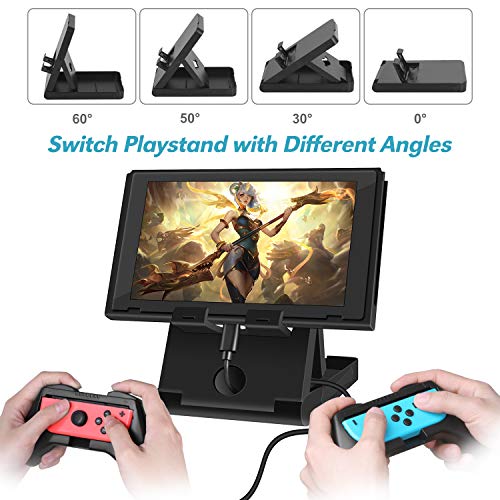 Funda para Nintendo Switch, HEYSTOP 11 en 1 Nintendo Switch Estuche portátil Incluye 2 Joy-Con Grips para Nintendo Switch, PlayStand ajustable, Protector de Pantalla con 6 Tapas de Agarre para Pulgar