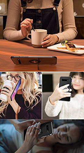 Funda para Samsun Galaxy S10 Plus Teléfono Móvil Silicona Bumper Case Funda con Anillo Giratorio de 360 Grados Rotaria Ring Holder Protectora Caso (Transparente + Plata, Samsung Galaxy S10 Plus)