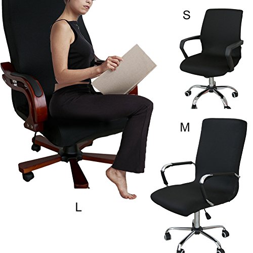 Funda para silla de escritorio de Zyurong, extraíble, lavable, protección para tu silla de oficina, giratoria y de escritorio, tamaño S (solo incluye la funda), negro, Large