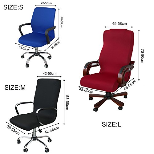 Funda para silla de escritorio de Zyurong, extraíble, lavable, protección para tu silla de oficina, giratoria y de escritorio, tamaño S (solo incluye la funda), negro, Large