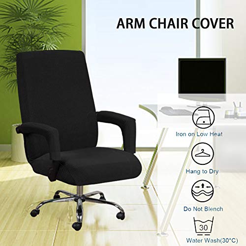 Fundas elásticas para silla de oficina con funda para reposabrazos, patrón Jacquard alto respaldo para silla de ordenador fundas extraíbles y elásticas para silla giratoria universal (L, gris) Fundas elásticas para silla de oficina con funda para reposabrazos, patrón Jacquard alto respaldo para silla de ordenador fundas extraíbles y elásticas para silla giratoria universal (L, gris)