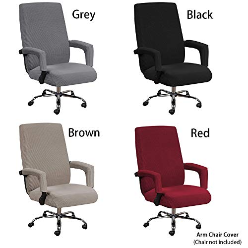 Fundas elásticas para silla de oficina con funda para reposabrazos, patrón Jacquard alto respaldo para silla de ordenador fundas extraíbles y elásticas para silla giratoria universal (L, gris) Fundas elásticas para silla de oficina con funda para reposabrazos, patrón Jacquard alto respaldo para silla de ordenador fundas extraíbles y elásticas para silla giratoria universal (L, gris)