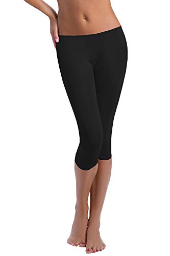 FUNGO Leggings Mujer 3/4 Pantalones de Yoga Deportivas Leggins Para Mujer (48, Negro)