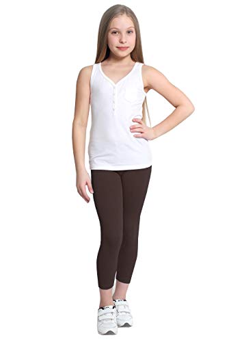 FUNGO Leggins Niñas Largos De Algodón Leggings para Niños fdd (Marrón, 104)