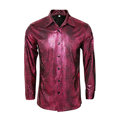 Funhoo Camisa de Discoteca metálica para Hombre de los años 70 Estilo de Discoteca Mangas largas Camisas de Disfraces Brillantes Slim Fit Disfraz Fiesta Clubwear Halloween Cosplay (M) Funhoo Camisa de Discoteca metálica para Hombre de los años 70 Estilo de Discoteca Mangas largas Camisas de Disfraces Brillantes Slim Fit Disfraz Fiesta Clubwear Halloween Cosplay (M)