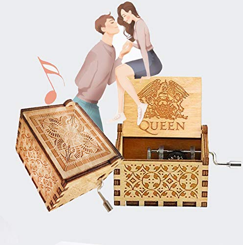 Funmo Caja de música de Madera, Queen Pure Hand-Classical Caja de música Hand-Wooden Artesanía de Madera Creativa Best Gifts Funmo Caja de música de Madera, Queen Pure Hand-Classical Caja de música Hand-Wooden Artesanía de Madera Creativa Best Gifts