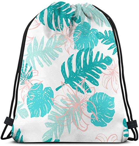 Funny Z Contemporáneo Palm Banana Leaves Mochila con Cordón Bolsa Gimnasio Bolsas de Baile Regalo para Niñas Hija Niño Bolsa Regalo de Cumpleaños para Niños Adolescentes 17×14 Pulgadas