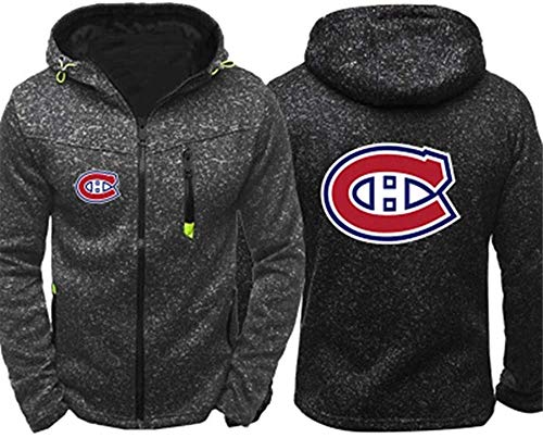 Funnyy Sudadera Unisex, Chaqueta con Capucha de los Hombres - Montreal Canadiens de Hockey Aficionados Entrenamientos de Primavera con Cremallera Cardigan Prendas de Deporte