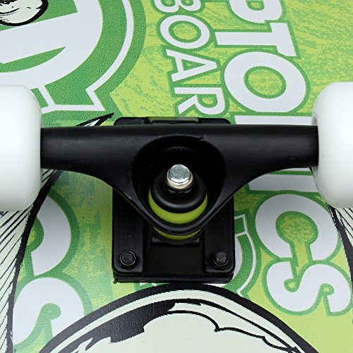 FunTomia® Skateboard monopatín rodamientos Mach1® y Rodillos de dureza 100A - Hecho con 7 Capas de Madera 100% Arce Canadiense (Verde/cráneo)