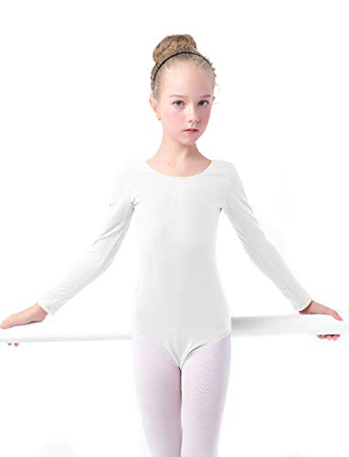 furein Maillot de Danza Ballet Gimnasia Leotardo Body Clásico Elástico para Niña de Manga Larga Cuello Redondo (12 años, Blanco) furein Maillot de Danza Ballet Gimnasia Leotardo Body Clásico Elástico para Niña de Manga Larga Cuello Redondo (12 años, Blanco)