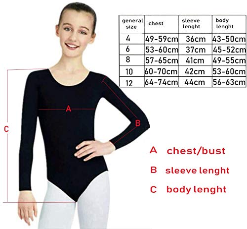 furein Maillot de Danza Ballet Gimnasia Leotardo Body Clásico Elástico para Niña de Manga Larga Cuello Redondo (8 años, Negro) furein Maillot de Danza Ballet Gimnasia Leotardo Body Clásico Elástico para Niña de Manga Larga Cuello Redondo (8 años, Negro)