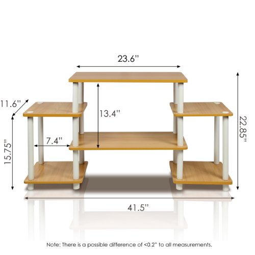 Furinno Turn-N-Tube No Tools Entertainment Center, Beech/White