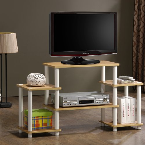 Furinno Turn-N-Tube No Tools Entertainment Center, Beech/White