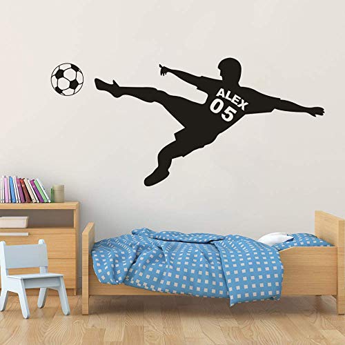 Fútbol Personalizado Nombre Nombre Etiqueta De La Pared Fútbol Palyers Calcomanías De Pared De Vinilo Fútbol Deportes Club Decoración Hogar Arte Tamaño：60 * 120CM