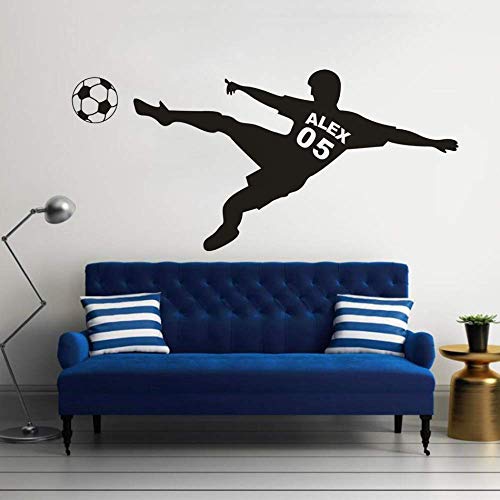 Fútbol Personalizado Nombre Nombre Etiqueta De La Pared Fútbol Palyers Calcomanías De Pared De Vinilo Fútbol Deportes Club Decoración Hogar Arte Tamaño：60 * 120CM