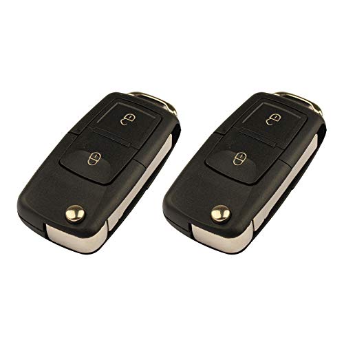 Futheda 2 Piezas de 2 Botones de Repuesto para Llave de Coche con Mando a Distancia de Entrada sin Llave, Compatible con Golf MK4 Bora Passat Polo Seat Leon Toledo Octavia con Cuchilla