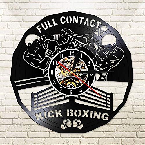 FUTIIF Full Contact Kick Boxing Led Wall Clock Boxing Gloves Punching Bag Infighters Watch Fighting Sports Boxers Scrappers Gym with Led