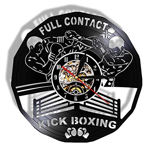 FUTIIF Full Contact Kick Boxing Led Wall Clock Boxing Gloves Punching Bag Infighters Watch Fighting Sports Boxers Scrappers Gym with Led