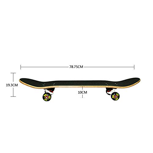 FUULI Tabla de Skate Completa Patín de Arce Longboards Madera para Adolescentes Adultos Principiantes Muchachos de Las Muchachas niños,10