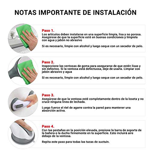 Fuutuu Apoyabrazos del Cuarto de Baño Barras de Sujeción Portátil Apoyo Asidero con Ventosa para Niños y Ancianos 2 PCS Fuutuu Apoyabrazos del Cuarto de Baño Barras de Sujeción Portátil Apoyo Asidero con Ventosa para Niños y Ancianos 2 PCS