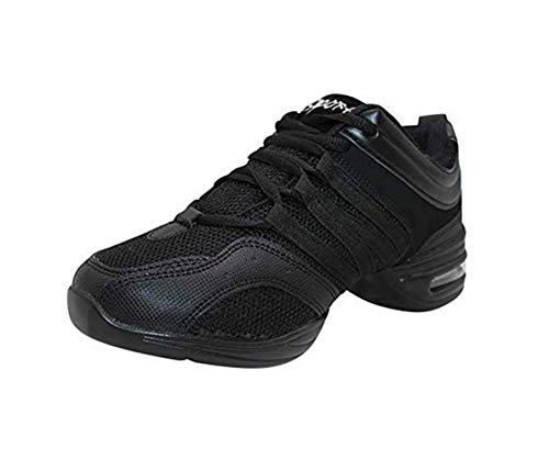 Fuyingda Zapatos de Jazz Negros Estilo de Mujer - Zapatos de Baile salón de Banquetes al Aire Libre Zapatos de Baile Latino Zapatillas de Deporte Moda Cordones Respirables Danza contemporánea Ocio