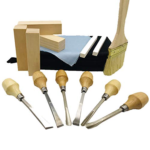 Fycooler Conjunto de herramientas de talla de madera Kit de herramientas de talla de madera de 20 piezas con cinceles tallados, bloques de tilo para Escultura casera de bricolaje Artesanía en madera Fycooler Conjunto de herramientas de talla de madera Kit de herramientas de talla de madera de 20 piezas con cinceles tallados, bloques de tilo para Escultura casera de bricolaje Artesanía en madera