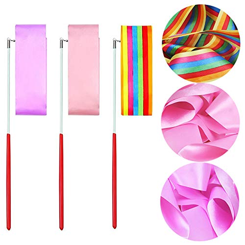 FYSL 4 Piezas 2 metros cintas de danza Gimnasias Rítmicas Intenso Cinta, Baton Twirling Wands on Sticks for Kids Artistic Dancing FYSL 4 Piezas 2 metros cintas de danza Gimnasias Rítmicas Intenso Cinta, Baton Twirling Wands on Sticks for Kids Artistic Dancing