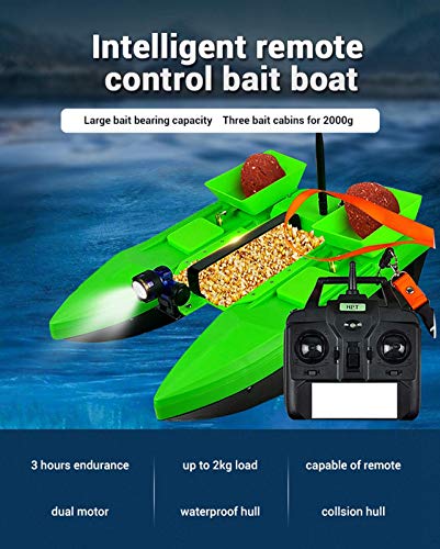 FZC-YM Barco RC, Barco de Cebo Inteligente, Buscador de Peces, Barcos de Cebo para la Pesca de Carpas, Barco de Cebo de Pesca de 2 kg con Motor Doble