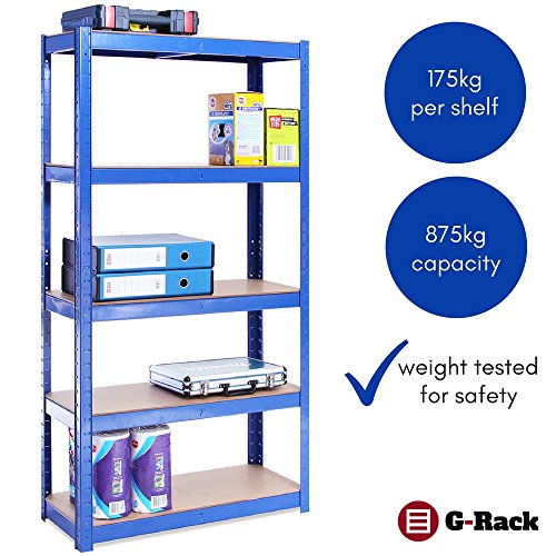 G-Rack 0020-1 Estantería de Almacenamiento, Acero Inoxidable con Recubrimiento de Polvo Azul, 150cm x 75cm x 30cm