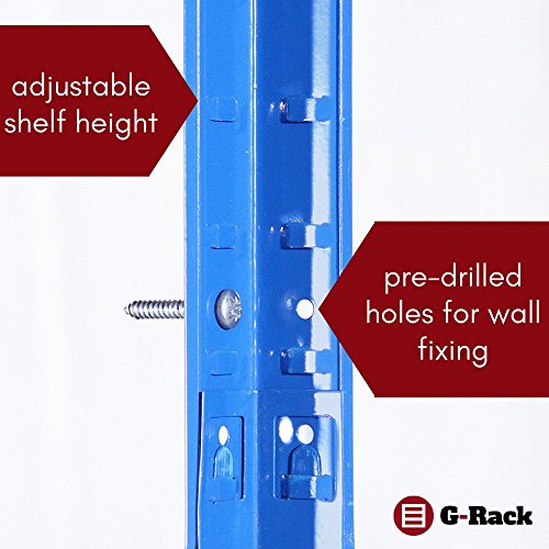 G-Rack 0020-1 Estantería de Almacenamiento, Acero Inoxidable con Recubrimiento de Polvo Azul, 150cm x 75cm x 30cm