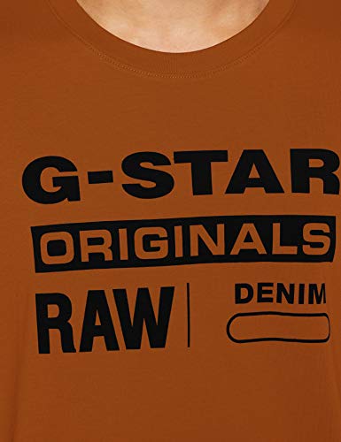 G-STAR RAW Graphic 8 Round Neck Camiseta, Marrón (Aged Almond A493), XXS para Hombre