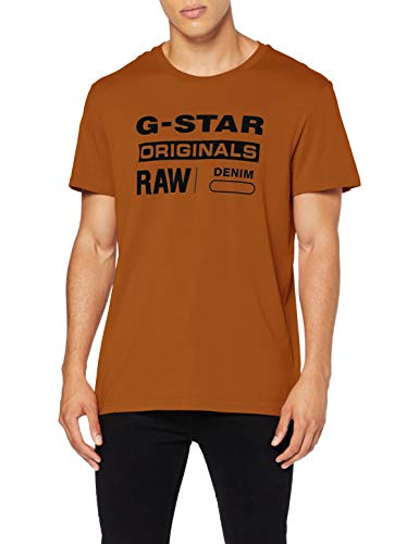 G-STAR RAW Graphic 8 Round Neck Camiseta, Marrón (Aged Almond A493), XXS para Hombre