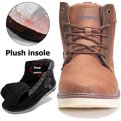 Gaatpot Hombre Botas de Nieve Cálidas y Cómodas Zapatos de Invierno Fur Forro Aire Libre Zapatillas de Deporte Botas de Nieve Senderismo Marrón 40EU